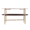 33" Brass Solid Manufactured Wood And Metal Round Coffee Table