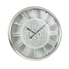 21" Circle Silver Metal and Glass Analog Exposed Gear Wall Clock