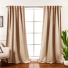 52 x 102 inch Solid Beige Cream Thermal Blackout Curtain Panels - Set of 2