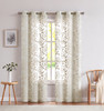 Set of Two 84"  Tan Floral Embroidered Window Panels