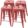 Set of 4 - 24-in. Indoor/Outdoor Backless Stacking Red Metal Barstools