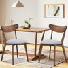 Set of 2 Mid-Century Modern Curved Back Wood Dining Chair Grey Upholstered Seat