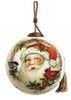 Winter Wreath Forest Santa Hand Painted Mouth Blown Glass Ornament