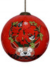 Reindeer with Plaids and Cardinals Hand Painted Mouth Blown Glass Ornament