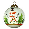 Festive Glitter Snowman Hand Painted Mouth Blown Glass Ornament