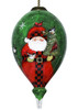 Green Plaid Santa Hand Painted Mouth Blown Glass Ornament