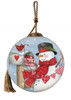 Valentine Snowman Hand Painted Mouth Blown Glass Ornament