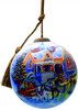 Christmas Home and Horse Carriage Hand Painted Mouth Blown Glass Ornament