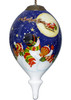 Snowmen Family Watching Santa on a Sleigh Hand Painted Mouth Blown Glass Ornament