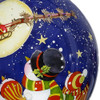 Snowmen Family Watching Santa on a Sleigh Hand Painted Mouth Blown Glass Ornament