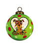 Charming Dog in a Heart Hand Painted Mouth Blown Glass Ornament