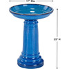 2 Gallon Blue Ceramic Traditional Outdoor Patio Garden Birdbath