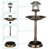 Outdoor Garden Birdbath in Bronze Finish with Solar Light