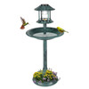 Outdoor Garden Birdbath in Green Copper Patina Finish with Solar Light