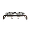 Rustic Elevated 16oz Two Bowl Dog Feeding Station