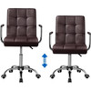 Dark Brown Modern Faux Leather Mid-Back Office Chair with Armrests and Wheels