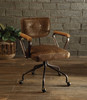 Brown and Black Swivel Faux Leather Rolling Office Chair
