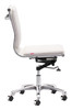 White and Silver Adjustable Swivel Faux Leather Rolling Executive Office Chair