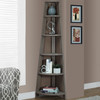 71" Taupe Wood Corner Bookcase
