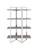 72" Brown and Silver Metal Four Tier Etagere Bookcase