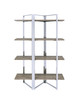 72" Brown and Silver Metal Four Tier Etagere Bookcase