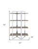 72" Brown and Silver Metal Four Tier Etagere Bookcase