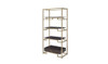 78" Gold and Black Metal Four Tier Etagere Bookcase with a Drawer