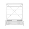 83" White Four Tier Cargo Style Bookcase with Cabinets and Ladder