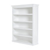 77" Antiqued White Solid Wood Five Tier Bookcase