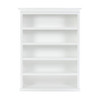77" Antiqued White Solid Wood Five Tier Bookcase