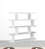 63" White Wood Five Tier Open Asymmetrical Bookcase