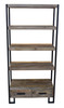 71" Brown Distressed Solid Wood Four Tier Etagere Bookcase with Two Drawers