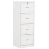 Vertical File Cabinet in White Wood Finish with 4 Lockable Storage Drawers