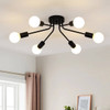 Black Mid-Century Modern 6-Light Flush Mount Sputnik Ceiling Light