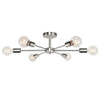 Modern 23-inch 6-Light Semi Flush Mount Sputnik Ceiling Light in Nickel Finish