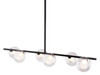 Black Kitchen Island Six Light Metal Ceiling Light