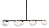 Black Kitchen Island Six Light Metal Ceiling Light