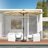 9' Tan Polyester Rectangular Tilt Market Patio Umbrella