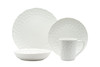 White Six Piece Round Pebbled Porcelain Service For Six Dinner Plate Set