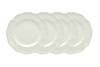 White Four Piece Round Scallop Stoneware Service For Four Salad Plate Set