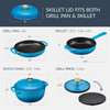 Blue 6-Piece Non-Stick Cast Iron Cookware Set - Skillet Grill Pan Dutch Oven