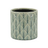 6" Green Geometric Ceramic Indoor Outdoor Round Pot Planter