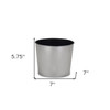 7" Silver Recycled Plastic Indoor Outdoor Round Pot Planter