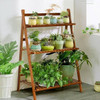 Farmhouse Indoor/Outdoor 3 Tier Folding Plant Stand Planter Shelving Unit