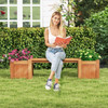 Farmhouse Durable Outdoor Wooden Planter Box with Garden Bench