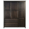 Espresso Wood Finish Bedroom Wardrobe Armoire Cabinet Closet
