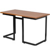 Modern Black Metal Frame Computer Desk with Cherry Wood Finish Top