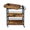 Farmhouse 3-Tier Kitchen Microwave Cart with Serving Tray on Wheels