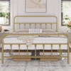 Full size Vintage Antique Gold Metal Platform Bed Frame with Headboard Footboard