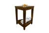 Curvilinear Dark Brown Teak 18" Corner Shower Bench With Shelf